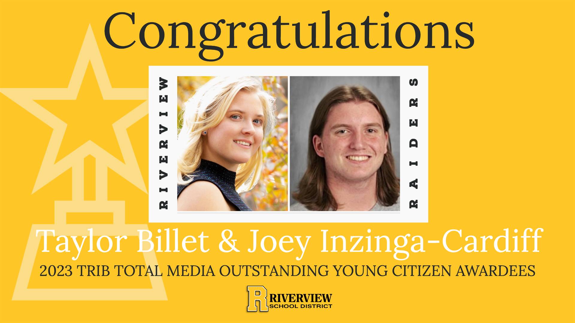 Taylor Billet and Joey Inzinga-Cardiff named as one of Trib Total Media&#39;s Outstanding Young Citi