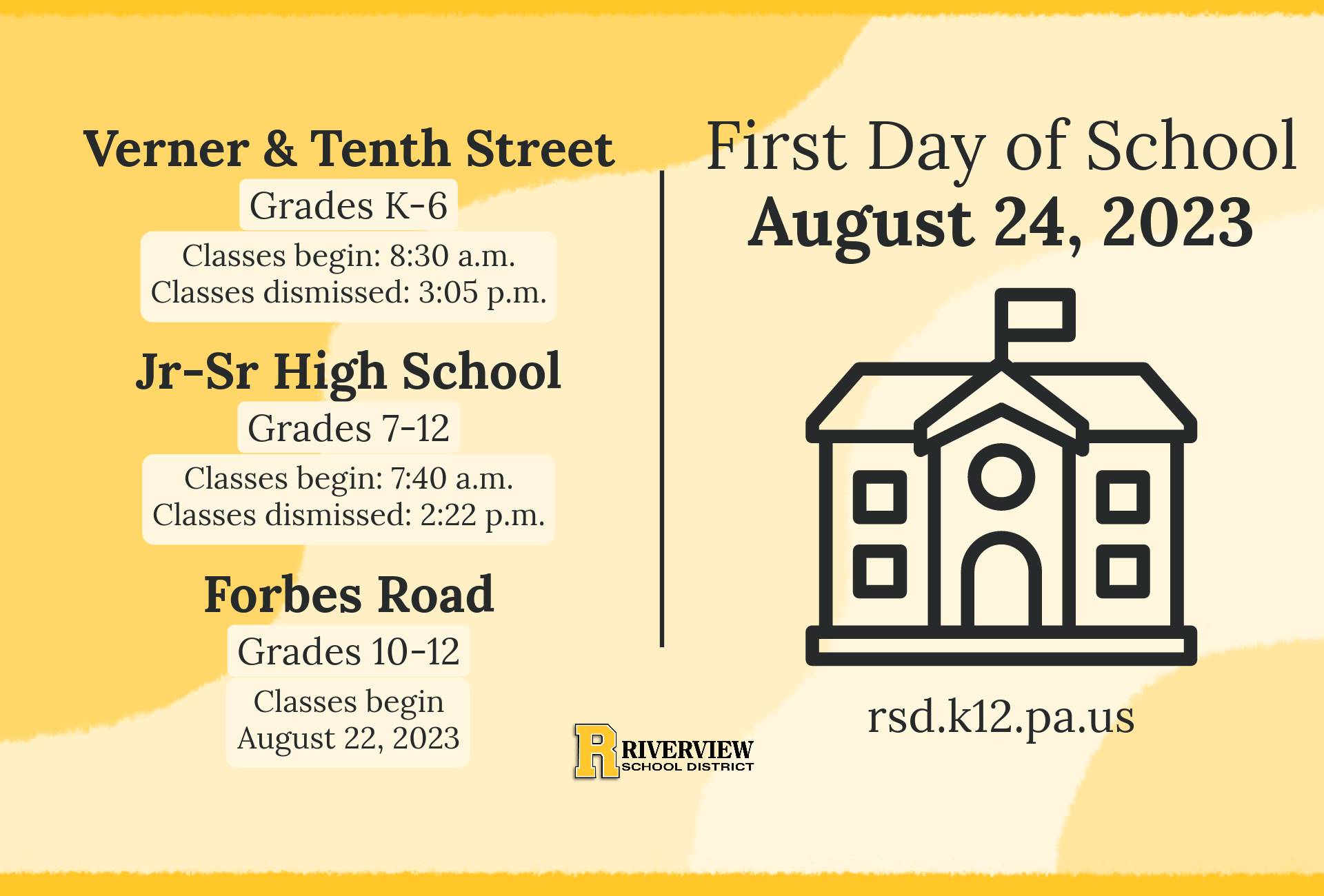 First day of school: Aug. 24, 2023