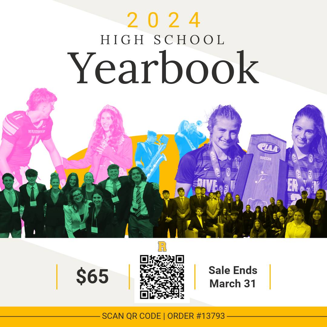 A dynamic graphic featuring moments of the school year so far in promotion of this year's yearbook.