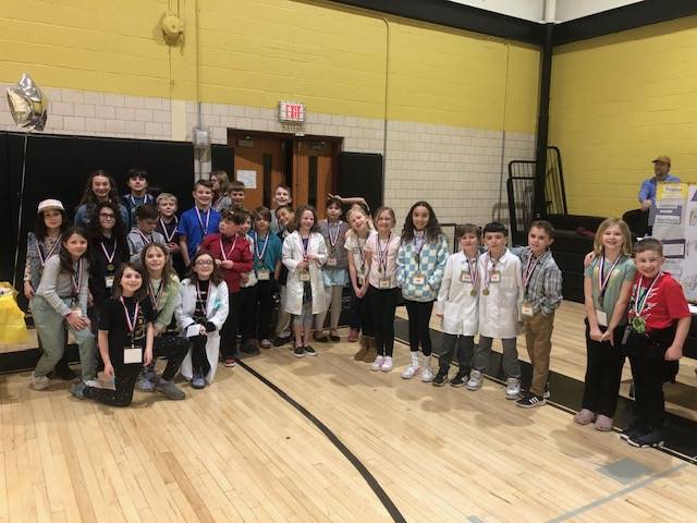 Students at the Riverview Elementary Science Fair on March 15, 2024.